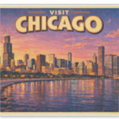 Chicago skyline and Lake Michigan in the evening Sticker (Voorkant)