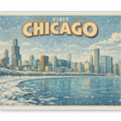Chicago skyline and Lake Michigan in winter  Sticker (Voorkant)