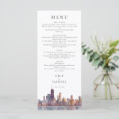 Chicago Skyline Aquarel Trouwlocatie Menu (Staand voorkant)
