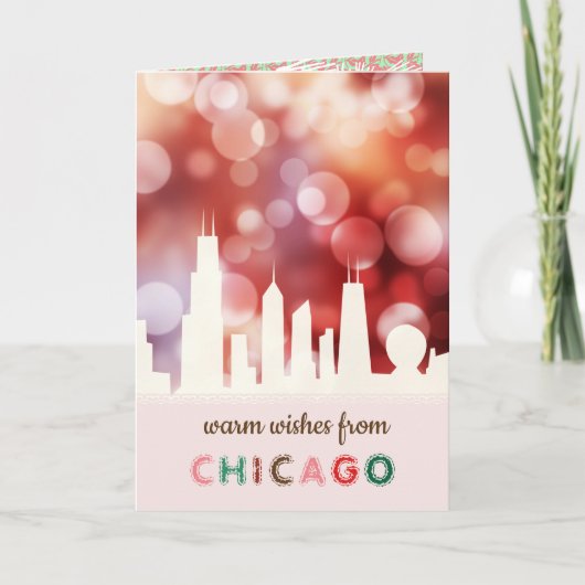Chicago skyline beste wensen vakantiepas feestdagen kaart (Voorkant)