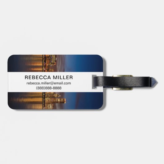 Chicago Skyline bij nacht Bagagelabel (Achterkant horizontaal)