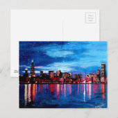 Chicago Skyline bij nacht Briefkaart (Voorkant / Achterkant)