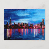 Chicago Skyline bij nacht Briefkaart (Voorkant)
