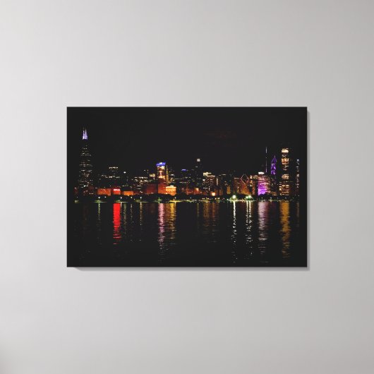 Chicago Skyline bij nacht Canvas Afdruk (Voorkant)
