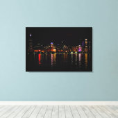 Chicago Skyline bij nacht Canvas Afdruk (Insitu (Houten vloer))