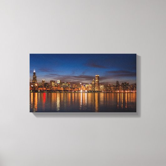 Chicago Skyline bij nacht Canvas Afdruk (Voorkant)
