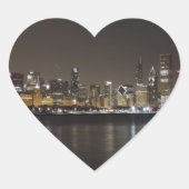 Chicago Skyline bij nacht Hart Sticker (Voorkant)