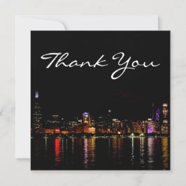 Chicago Skyline bij nacht - Hartelijk dank Bedankkaart