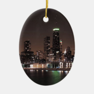 Chicago Skyline bij nacht Keramisch Ornament