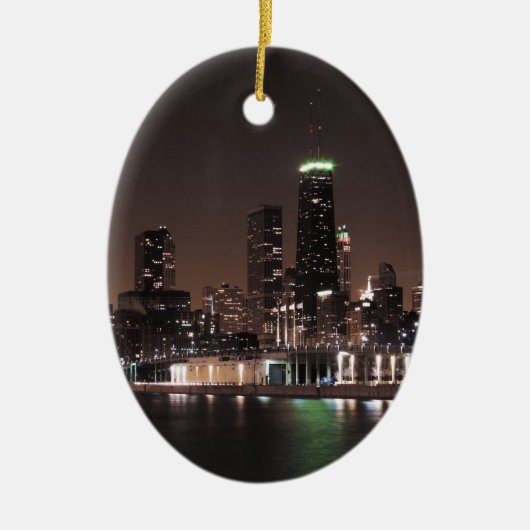 Chicago Skyline bij nacht Keramisch Ornament (Voorkant)