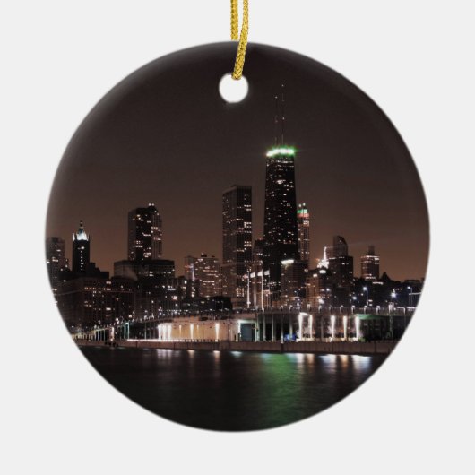 Chicago Skyline bij nacht Keramisch Ornament (Voorkant)
