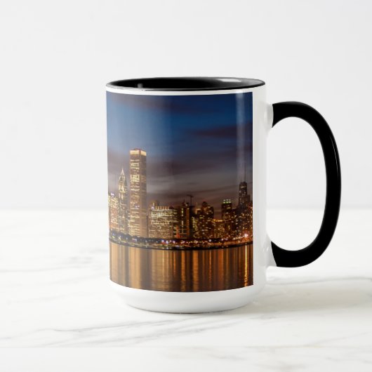 Chicago Skyline bij nacht Mok (Rechts)