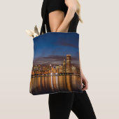 Chicago Skyline bij nacht Tote Bag (Dichtbij)