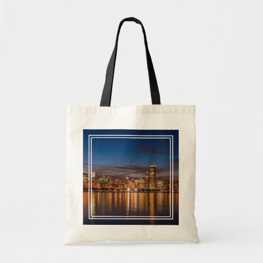 Chicago Skyline bij nacht Tote Bag (Voorkant)