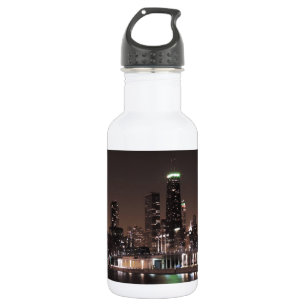Chicago Skyline bij nacht Waterfles