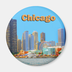 Chicago Skyline bij Navy Pier Magneet