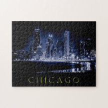 Chicago Skyline bij Night Jigzaag Puzzle