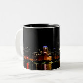 Chicago Skyline bij Night Two-Tone Coffee Mok (Voorkant links)
