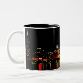 Chicago Skyline bij Night Two-Tone Coffee Mok