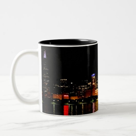 Chicago Skyline bij Night Two-Tone Coffee Mok (Links)