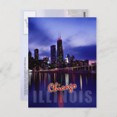Chicago skyline bij schemering briefkaart (Voorkant / Achterkant)