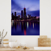 Chicago skyline bij schemering poster (Keuken)