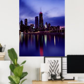 Chicago skyline bij schemering poster (Thuiskantoor)