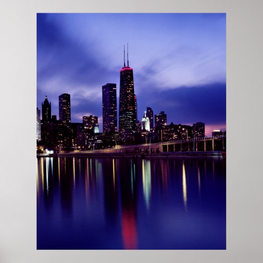 Chicago skyline bij schemering poster (Voorkant)