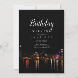 Chicago Skyline Birthday Weekend Invitation Kaart