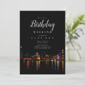 Chicago Skyline Birthday Weekend Invitation Kaart (Staand voorkant)