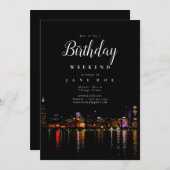 Chicago Skyline Birthday Weekend Invitation Kaart (Voorkant / Achterkant)