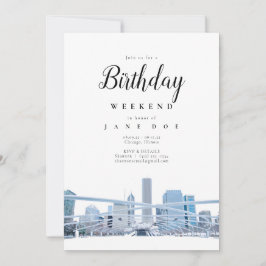 Chicago Skyline Birthday Weekend Invitation Kaart