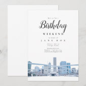 Chicago Skyline Birthday Weekend Invitation Kaart (Voorkant / Achterkant)