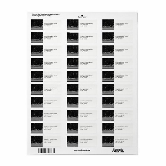 Chicago Skyline Black Gold Star Etiket (Full Sheet)