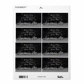 Chicago Skyline Black Gold Star H Water Bottle Etiket (Full Sheet)