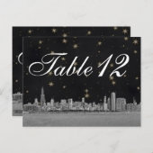 Chicago Skyline Black Gold Star-nummer Briefkaart (Voorkant / Achterkant)