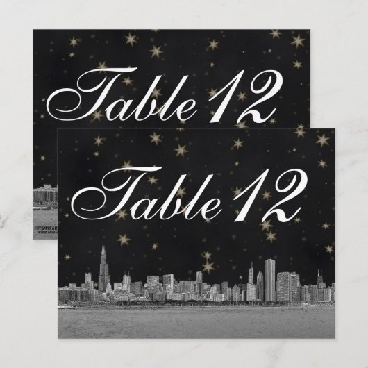 Chicago Skyline Black Gold Star-nummer Briefkaart (Voorkant / Achterkant)