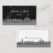 Chicago Skyline Black Gold Star Place Cards Plaatskaartje (Voorkant / Achterkant)