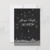 Chicago Skyline Black Gold Star RSVP w Menu (Voorkant)
