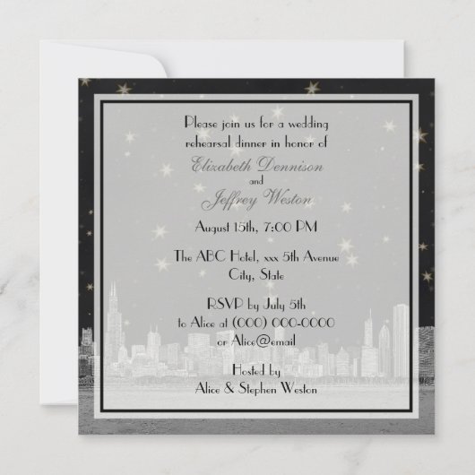 Chicago Skyline Black Gold Star S repetitie Kaart (Achterkant)