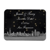 Chicago Skyline Black Gold Star Save the Date Magneet (Horizontaal)
