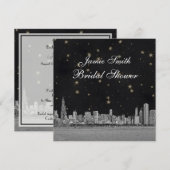 Chicago Skyline Black Gold Star Vrijgezellenfeest Kaart (Voorkant / Achterkant)