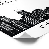 Chicago Skyline Black Wedding Reception Welkom Poster (Hoek)