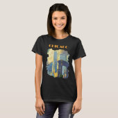 Chicago Skyline Blauwe Reis T-Shirt (Voorkant volledig)