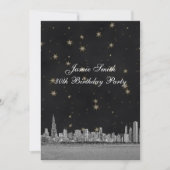 Chicago Skyline Blk Gold Star Birthday Party V Kaart (Voorkant)