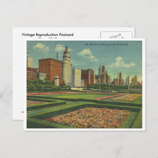  Chicago Skyline Briefkaart (Voorkant / Achterkant)