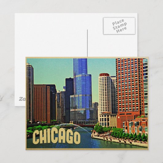 Chicago Skyline Briefkaart (Voorkant / Achterkant)