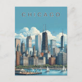 Chicago Skyline Briefkaart (Voorkant)
