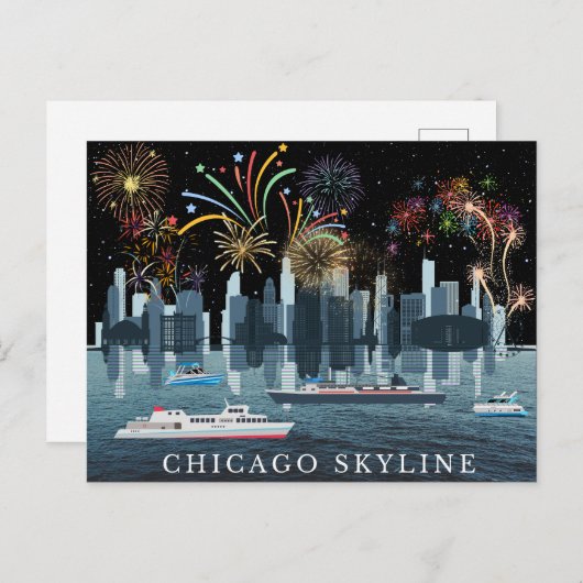 Chicago Skyline Briefkaart (Voorkant / Achterkant)