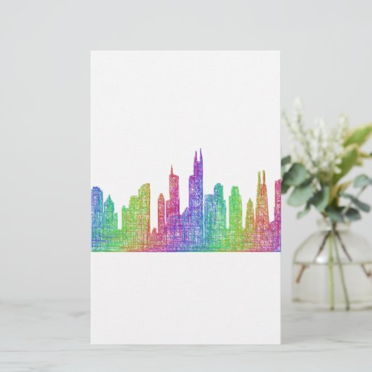 Chicago skyline briefpapier (Staand voorkant)